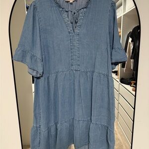 LOFT Light Blue Chambray Midi Dress